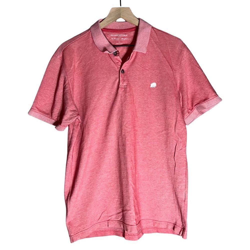 🌟 Banana Republic Stretch Men’s Polo Shirt in Heather Red - Size L 🌟